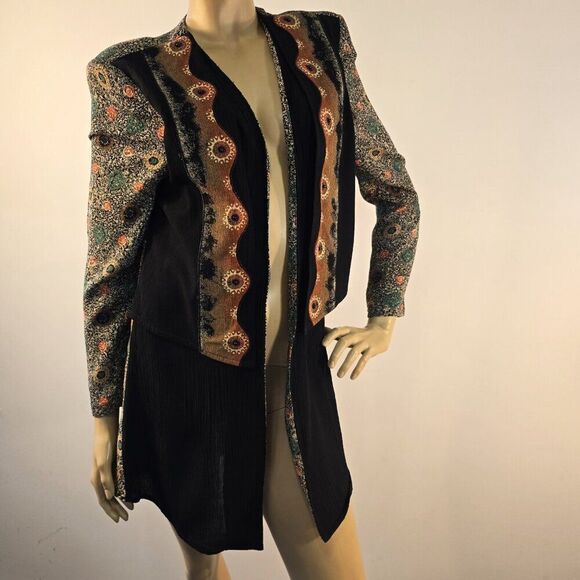 Beverly Rose Open Front Tunic Top Vintage 1980s  Size Medium Made In USA - Picture 5 of 10